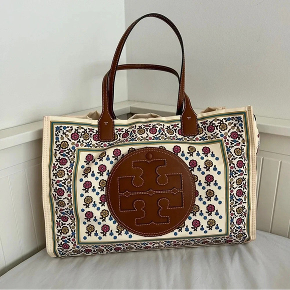 Tory Burch Ella Printed Tote Bag - Limited Edition Patchwork Floral - Picture 2 of 9